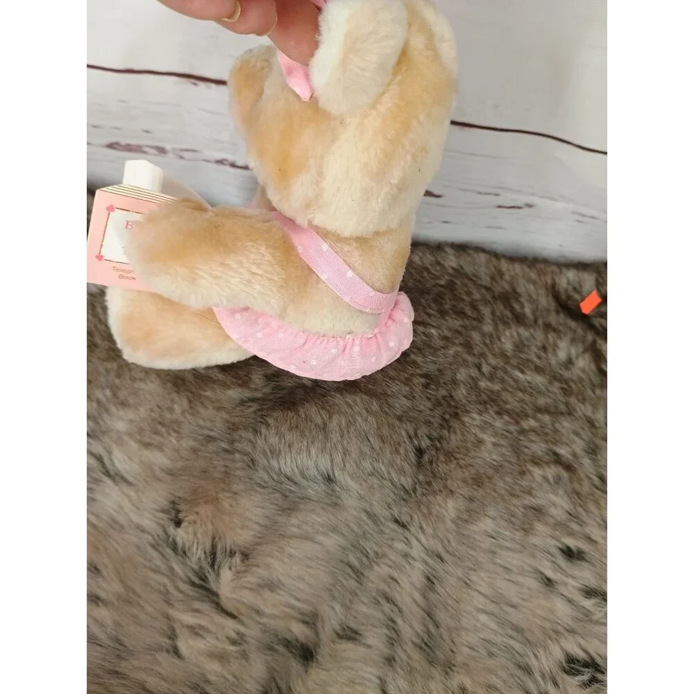 Russ Berrie Born To Talk‎ Teddy Bear Plush With Pink Dress & Phone Accessory